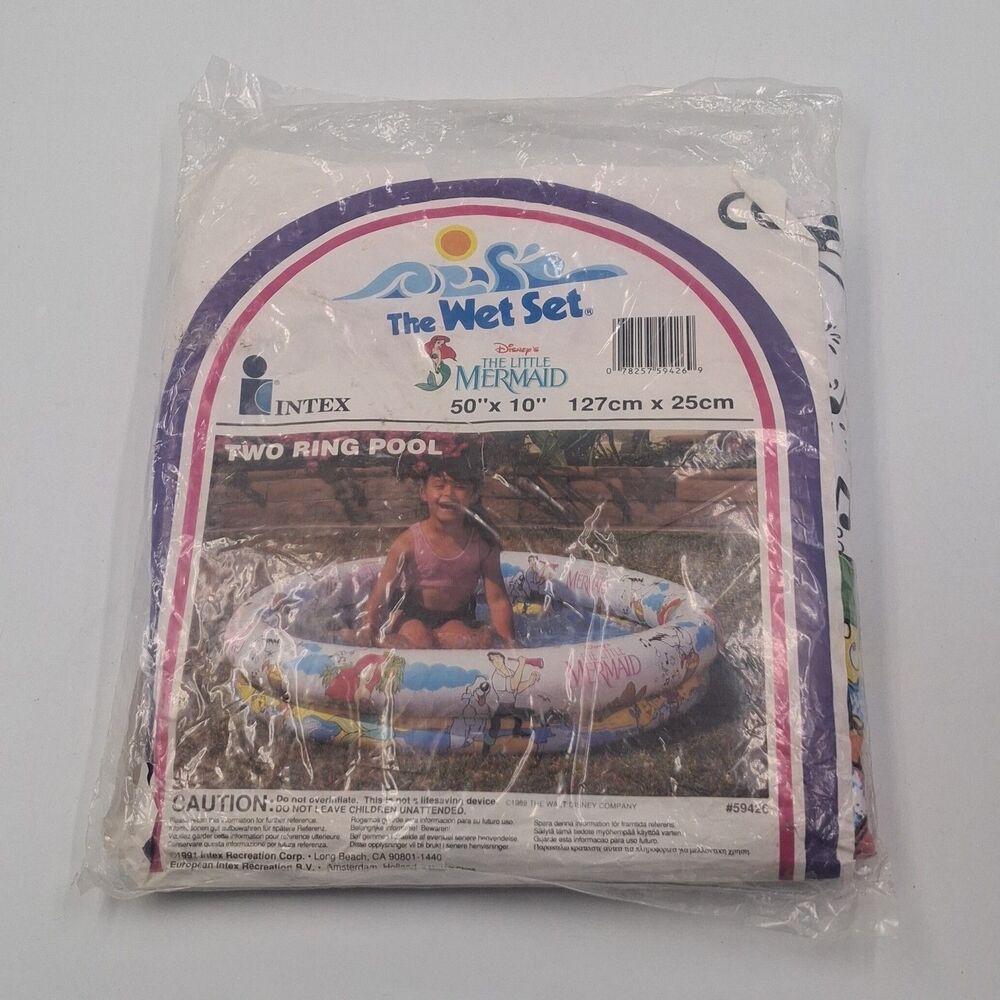 Vintage 1989 Intex Wet Set Disney Little Mermaid 50" x 10" Two Ring Pool Kiddie